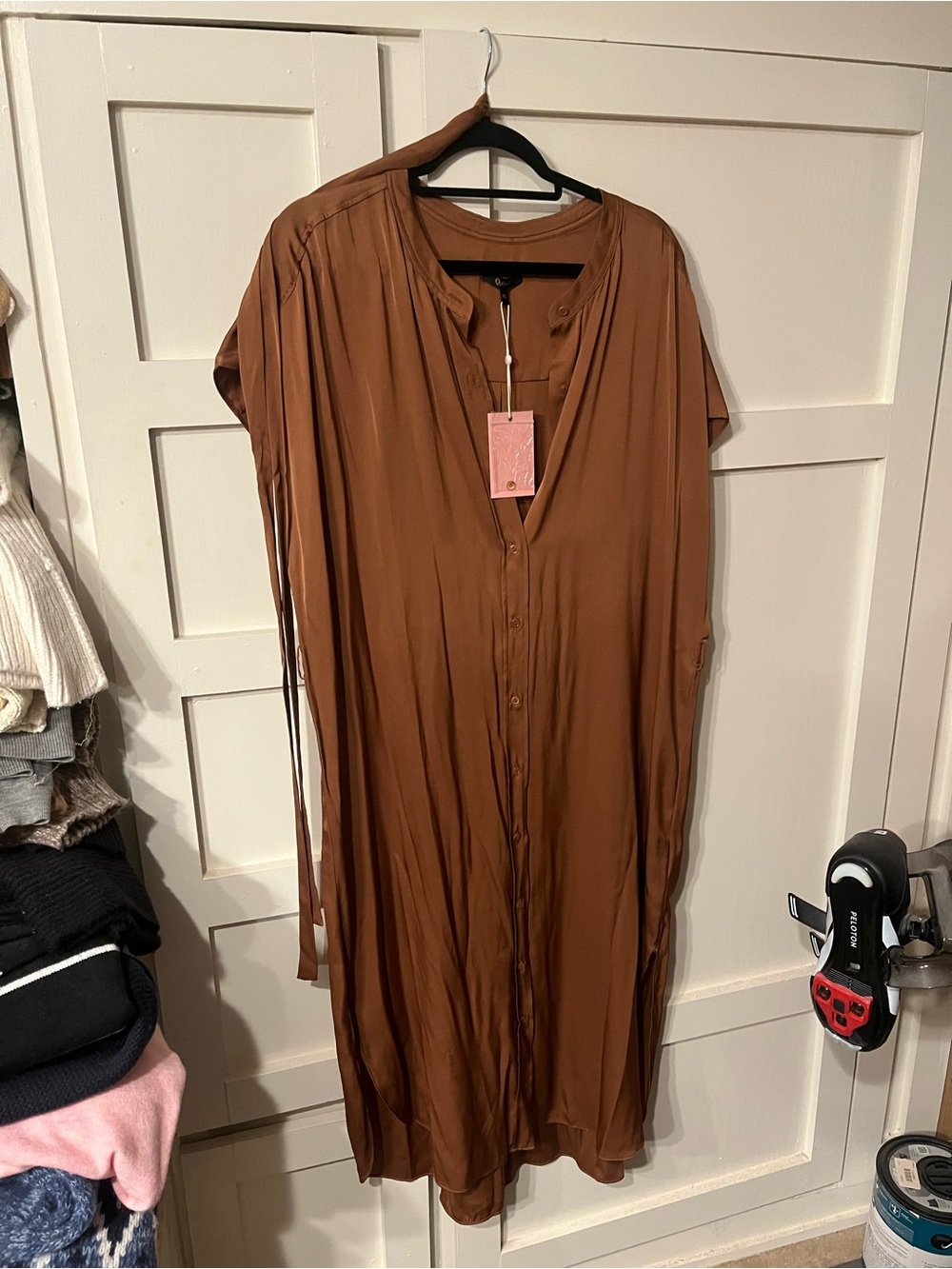 NWT. Quince. Brown Button-Front Women's Dress